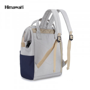 Рюкзак Himawari 9001-16 серый в белую полоску с синим фото вполоборота