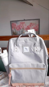 Рюкзак Himawari 123 светло-серый с бледно-розовым