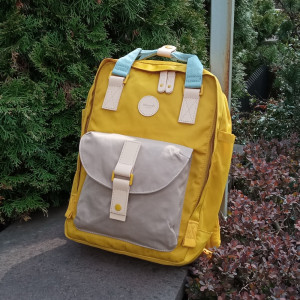 Школьный рюкзак Himawari 200 желтый с бежевым на природе