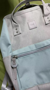 Рюкзак Himawari 1881 бледно-серый с зеленым