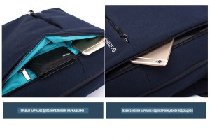 Рюкзак для ноутбука 14 OZUKO синий 8848 фото карманов на передней панели