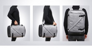 Рюкзак для ноутбука 17" USB TUGUAN CF1808 серый, варианты ношения рюкзака