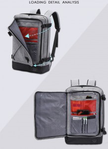 Рюкзак для ноутбука 17" USB TUGUAN CF1808 серый, фото отделения-органайзера