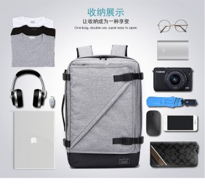 фото объема вещей, помещающихся в Рюкзак для ноутбука 17" USB TUGUAN CF1808 