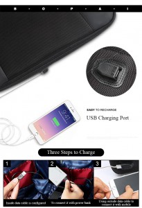 Рюкзак для ноутбука 15" USB кожаный BOPAI 851-009911 черный