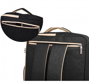 лямки прячутся в карман на спинке рюкзака антивор для ноутбука 15,6 TUGUAN CF1769  черный 