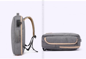 Рюкзак-трансформер, сумка-рюкзак для ноутбука 15,6 TUGUAN CF1769  серый фото сбоку