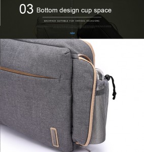 карман для бутылки с водой на молнии рюкзак для ноутбука 15,6 TUGUAN CF1769  серый 
