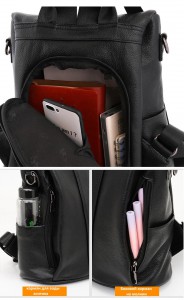 Сумка-рюкзак женская кожаная GEO черная 878
