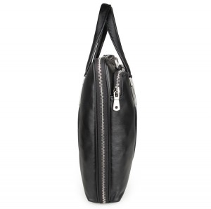 Кожаная мужская сумка GEO черная 7326A фото сбоку