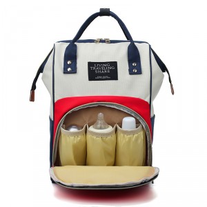 рюкзак LIVING TRAVELING SHARE бело-сине-красный фото с кармашками для питания
