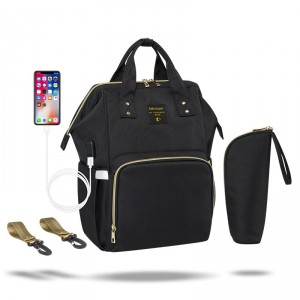 Рюкзак-сумка для мамы с USB Baby Super черный (lf958)