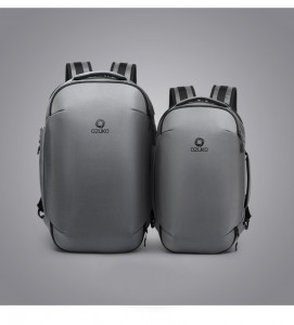 фото сравнение рюкзак ozuko 9216S серый маленький и ozuko 9216L серый большой