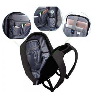 Рюкзак антивор TUGUAN черный TG1758 - внутреннее отделение (карман для ноутбука до 16 дюймов)
