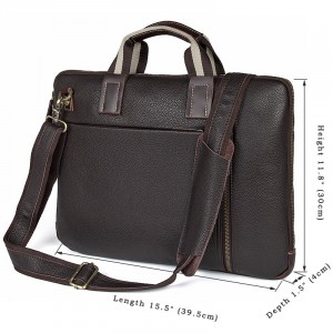 Кожаная сумка для ноутбука 15.6 J.M.D. 6018 коричневая фото с размерами сумки