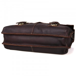 Кожаный мужской портфель J.M.D. 7090LR коричневый вид дна портфеля