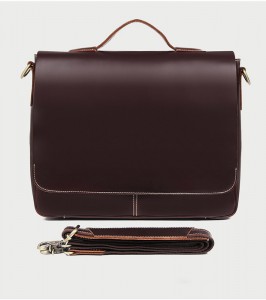 Кожаная мужская сумка GEO 7108R коричневая вид спереди фото 2