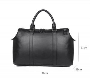 Дорожная кожаная мужская сумка GEO 7322A черная фото с размерами