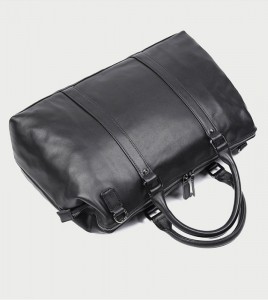 Дорожная кожаная мужская сумка GEO 7322A черная вид сверху