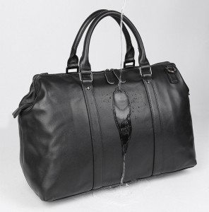 Дорожная кожаная мужская сумка J.M.D. 7322A черная водоотталкивающая пропитка