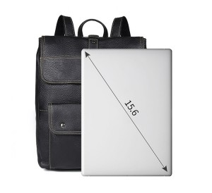 Рюкзак мужской кожаный J.M.D. 7335А черный вмещает ноутбук 15 дюймов