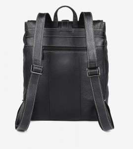 Рюкзак мужской кожаный J.M.D. 7335А черный фото спинки рюкзака