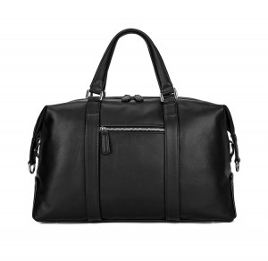 Дорожная кожаная мужская сумка GEO 6007A черная фото задней стенки сумки
