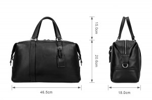 Дорожная кожаная мужская сумка GEO 6007A черная фото с размерами сумки