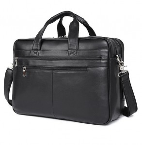 Мужская кожаная сумка-портфель J.M.D. 7319A черная фото сбоку