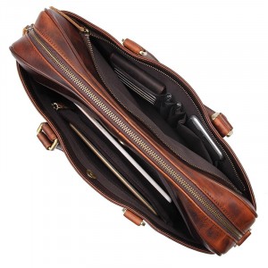 Мужская кожаная сумка для документов GEO 7349Q коричневая, фото дополнительных отделений