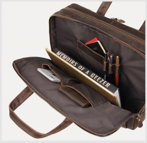 Мужская сумка для ноутбука 15.6 J.M.D. 7388R коричневая, отделение-органайзер