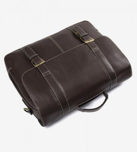 Мужской кожаный портфель J.M.D. 7396Q коричневый, вид сверху