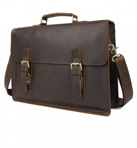 Винтажный мужской портфель J.M.D. 7223 коричневый фото сбоку