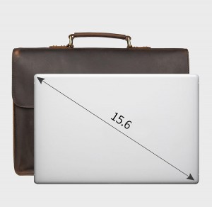 Винтажный мужской портфель J.M.D. 7223 коричневый, по сравнению с ноутбуком 15.6 дюймов