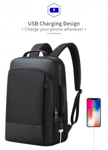 Мужской деловой рюкзак BOPAI 61-07311 черный с USB зарядкой