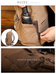 Холщовый рюкзак Muzee ME0710FD бежевый, фото бокового кармана