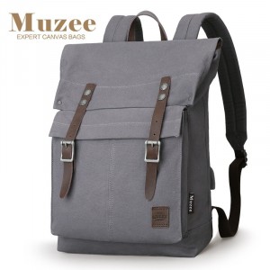 Холщовый рюкзак Muzee ME1655 серый, вид сбоку