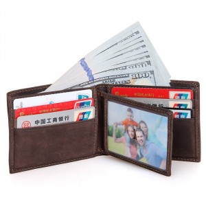 Кожаный бумажник J.M.D. 8108 коричневый заполенный фото 2