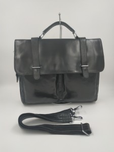 Кожаный портфель J.M.D. черный 7100С фото с ремнем