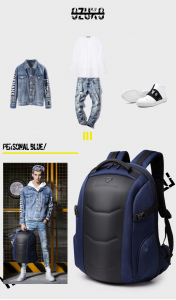 модный look с синим каркасным рюкзаком ozuko 8980