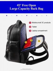 Дорожный кожаный рюкзак BOPAI 851-019811 отделение для гаджетов