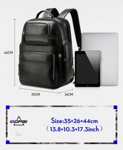 Дорожный кожаный рюкзак BOPAI 851-019811 фото с размерами