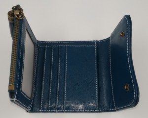 Кошелек женский кожаный Jindailin BQ003 синий в раскрытом виде
