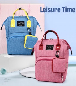 Рюкзак для мам LIVING TRAVELING SHARE CX9394 голубой с розовым в сравнении