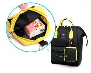 Рюкзак для мам LIVING TRAVELING SHARE CX9394 черный с желтым фото сумочки крупным планом