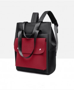 Сумка-рюкзак школьная Fashion 1190 черно-красная фото сбоку