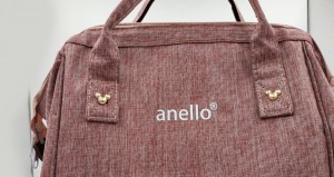Рюкзак Anello с принтом 008 розовый меланж лого и фурнитура крупным планом
