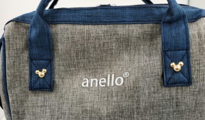 Рюкзак Anello с принтом 008 серо-сине-голубой фурнитура лого крупным планом