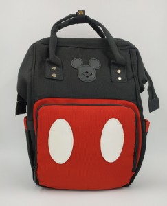 Сумка рюкзак для мамы m257 черно-красная