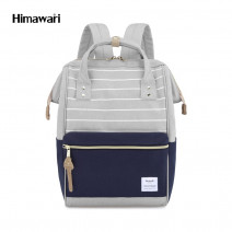 Рюкзак Himawari 9001-16 серый в белую полоску с синим фото спереди